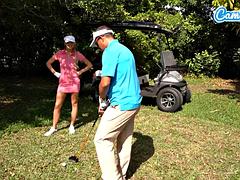 Camsoda - Sexy petite golfing blonde masturbates outdoors