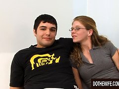 Jenny Leigh gets her small tits and tight pussy stretched by a big black cock while her cuckold watches on!