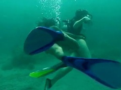 Saltwater pussy pounding underwater
