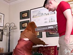 Amber Vixen's stepson gets paid for pizza with her tight pussy
