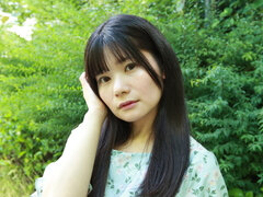 Ringo Fujii acting adorable while posing in the woods