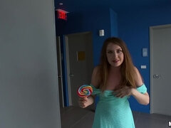 Russian Cutie Licks Lollipop