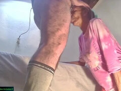 Horny Latina MILF Lupita Sucks Cock and Takes Cum in Mouth - Deep Throat Blowjob