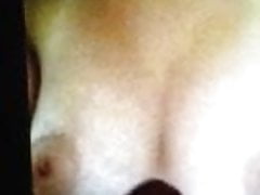 Shooting my cum on 18yo Holly's beautiful tits