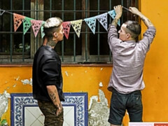 Edgy Latin dudes fucking savagely outdoors