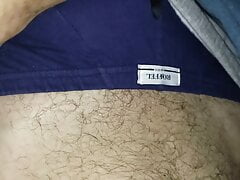 Showing hairy body and big cock