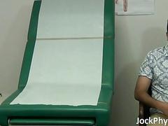 Hospital exam for jock turns into gay doctor stroking cock