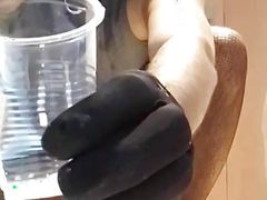 CD slave eating breakfast biscuit dipped in milk from ass!