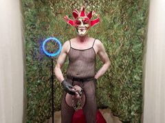 Solo Masturbation With Body stocking And Cock Strap