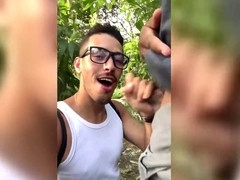 Amateur daddy gives oral to his gay boy in the restroom