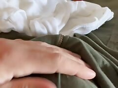 Army solider Jerking off in flight suit while playing with tighty wihities