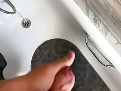 Wanking my hard cock in the shower with cumshot