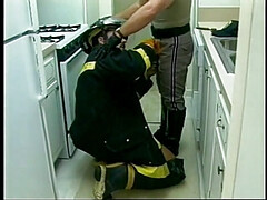 Wild handsome cop gives blowy with passion in the office