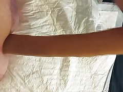 Extreme long dildo in young asshole.