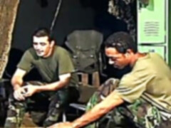 Army men getting naughty in a midnight shag