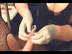 Sounding with a beaded string sound. urethral injection