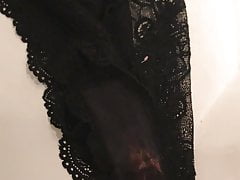 Cumming on friends Black panties