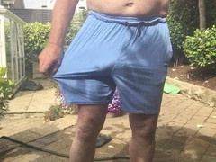 Outdoor fun with Pedrey1 in the garden, getting muddy and enjoying some hot action