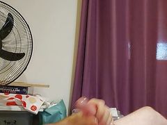 Lubed cock wank and cum