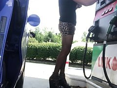 Cd - Crossdresser getting some gas