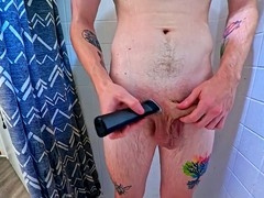 Gay femboy, old man masturbation, bareback cum