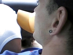 Suck boy in my car and fuck me hard outdoor