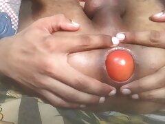 Indian Boy Takes Tomato In Anal