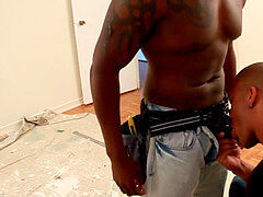 jaw-dropping black jock blows a load after being romped