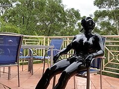 Shiny Latex Mannequin In Gas Mask