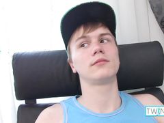 Skinny Blonde Liam P Strips Nude And Jerks Off His Big Cock!
