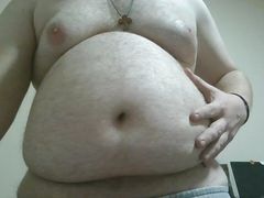 Straight Man is Showing His Fat Belly and Tits