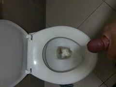 huge cumshot at public toilet