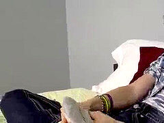 Young emo Tyler Bolt milks off his fuck-stick and eats his toes