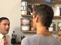 Three wild euro guys passionately going at it in a threesome