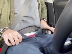 So Horny Driving to Work, Love Jerking My Big White Cock
