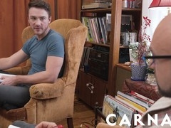 Hunks Cole Blue and stepson Noah White satisfy hung daddy Adam Snow in hot threesome