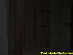 Tatted slim twunk asshole licked and facialized