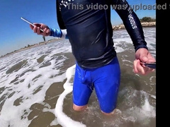 Studs and gals on the beach get nasty observing my knob in raw latex