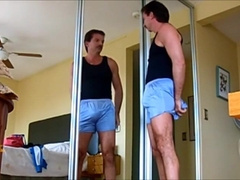 After gym unclothe down and prick goon in front of the mirror! From my 2006 archives.