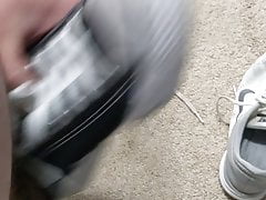 some fat girl's chucks and toms, cum in nikes