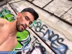 Brave and sexy man explores an abandoned building in the nude. A captivating film you can't miss!