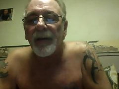 nice grandpa smoke cigar and show cock
