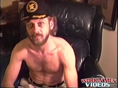 Horny construction worker grabs and strokes his giant prick