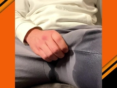 Utterly ginormous money-shot in trousers, noisy groaning