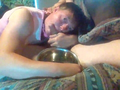 COCKSLUT PEED ON AND HANDLED LIKE A PET HE LOVES BEING SPUNK TRAMP