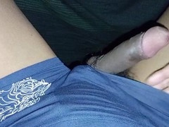 Bulging manhood bulges in tight briefs