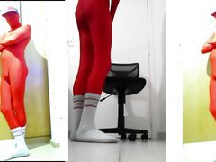 Red Zentai on the Chair