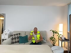 Construction guy got horny during massage with a new masseur.