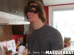 Rebel hunk Jake wanks it in the kitchen for that cumshot
