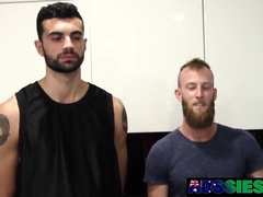 Bearded Tyla Tugs His Beef whistle Hasty While Eli Beats His Aussie Booty